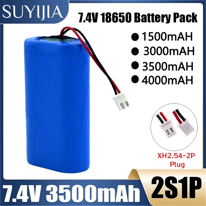 7.4V 18650 Battery Pack 2S Batteries XH2.54 PLUG 1500mah 3000mah 3500mah 4000mah 1500mah 3400mah Rechargeable battery Plug+PCB