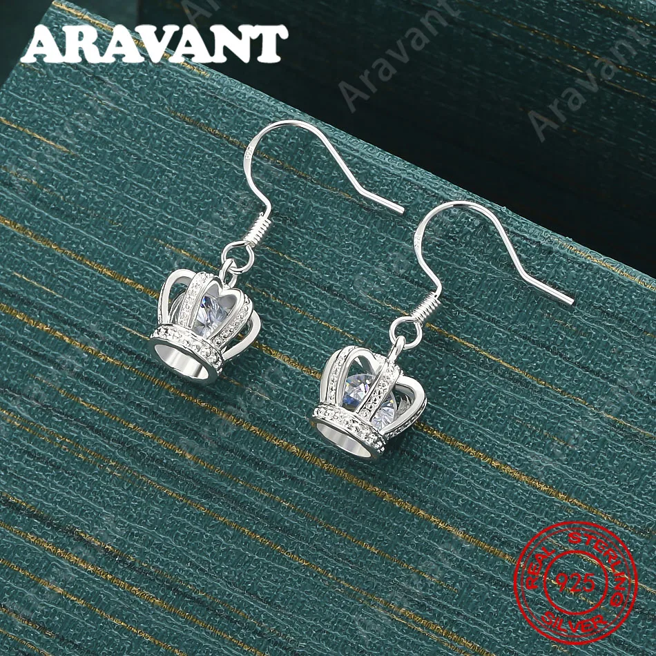 925 Sterling Silber Krone Zirkon Ohrringe für Damen, Pendler-Accessoires, Weihnachtsgeschenke, Schmuck