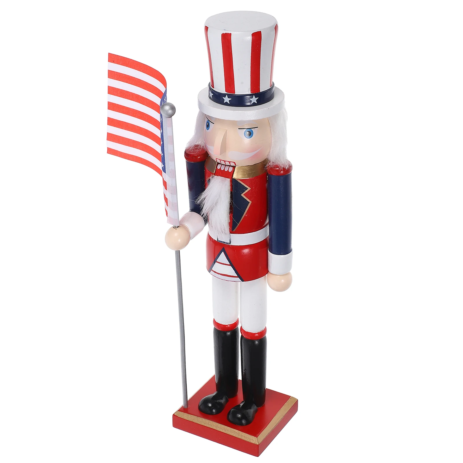 

Independence Day Nutcracker Decoration Statue 4th of July Tabletop Ornament Wood Centerpiece Figurine