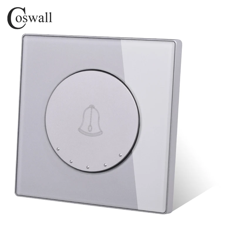 Coswall Kaca Abu-abu 16A 0 ~ 450W AC 220V Regulator Pengendali Dimmer Kipas On/Off 1 Gang Bel Pintu 20A Neon untuk Sakelar Pemanas Air