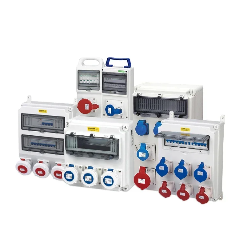 European standard IEC power board IP65 electric  box with IP44 power sockets, weatherproof wall mounting power box