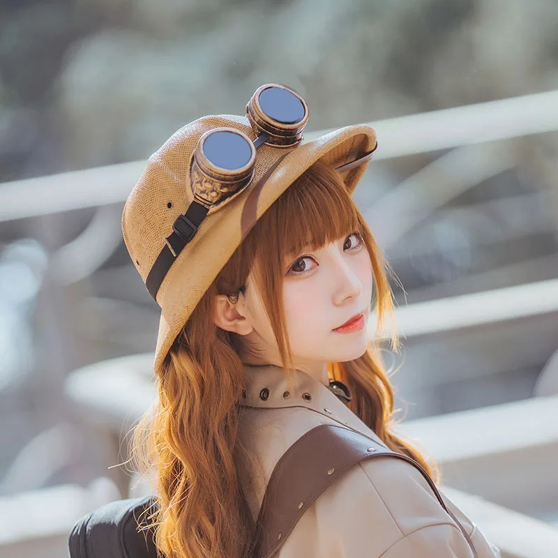 Parent-child Novelty Vietnam War Army Straw Hat Steampunk Helmet Pith Sun Hat Women Men Glasses Safari Jungle Miners Cap