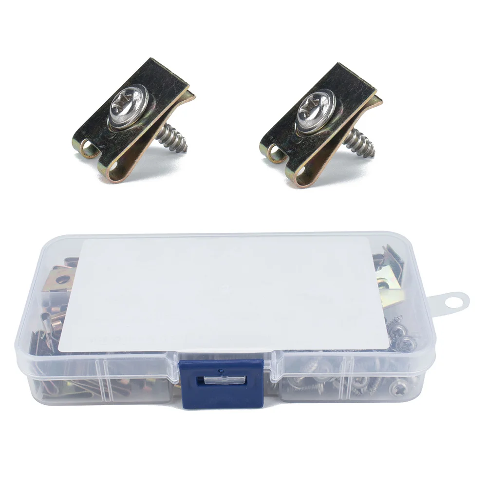 

160pcs U Nut Fastener Kit Manganese Steel Spire U Clip Self Tapping Screw For Car Motorcycle Trim Panel Dashboard Bumper Wire