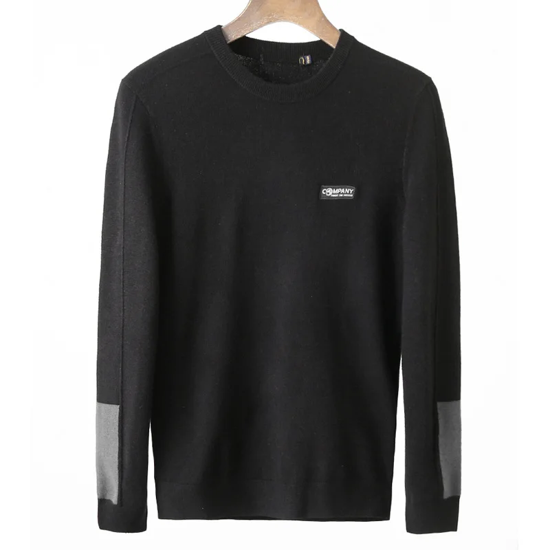 

Мужской вязаный свитер с круглым вырезом и длинными рукавами, осенне-зимний, облегающий, эластичный, теплый, 3D300, повседневный, модный, из смесового полиэстера