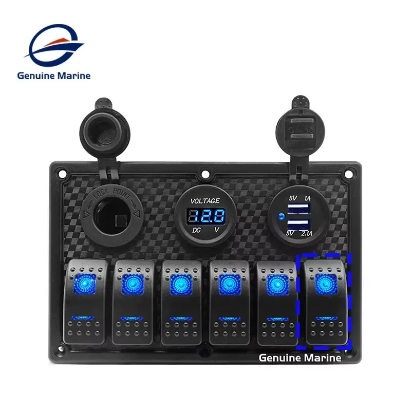 Hot Sale Custom Marine Digital Boat Accessory Rocker Switch Panel Box With USB for Sale