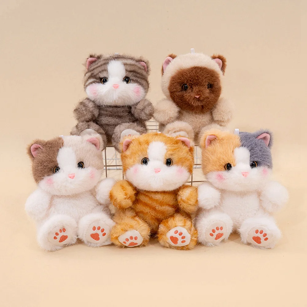 10cm 푹신한 래그돌 고양이 인형 크리미 색상의 샴 고양이 봉제 인형 골든 브리티시 쇼트헤어 고양이 부드러운 인형 실버 색조 고양이