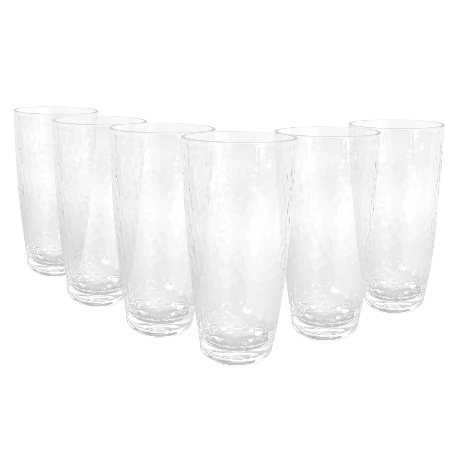 26-Ounce Large Acrylic Glasses Plastic Tumbler/Drinking Cups,Set of 6 Multi-Hammered Style,BPA Free