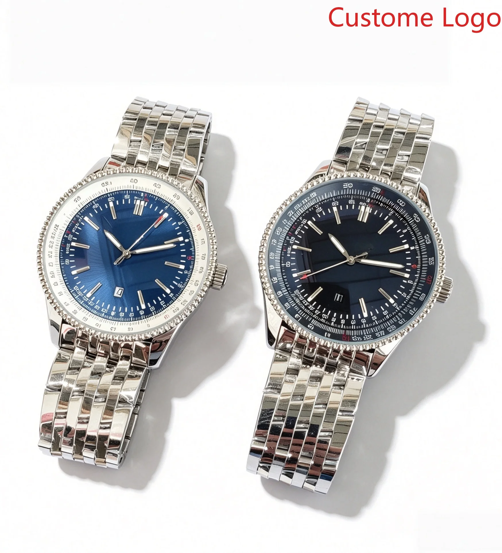 Sport Slide Men - Herren-Pilotenuhr aus Edelstahl mit Metallarmband, Leuchtkalender,