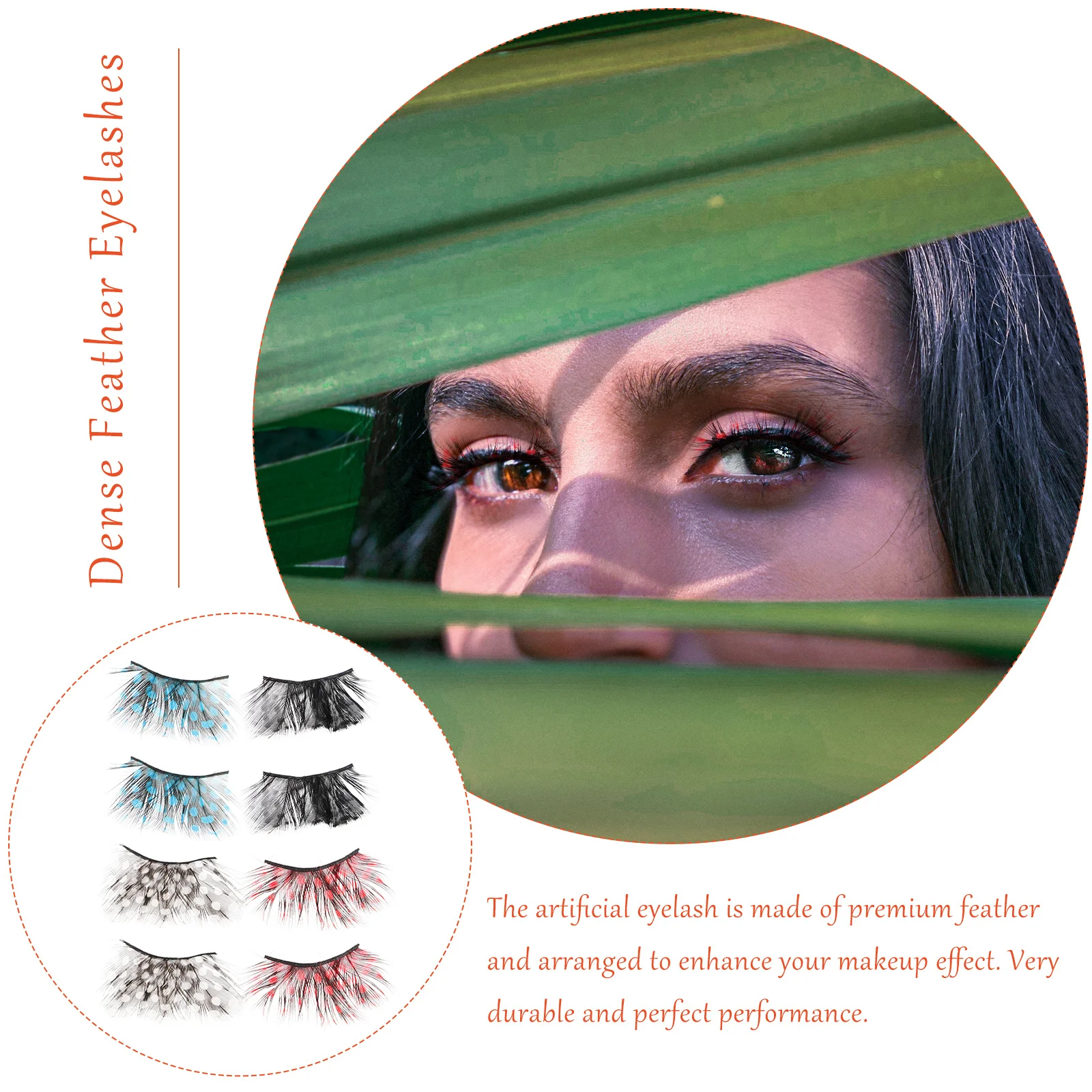 

4Pairs False Eyelashes Color Makeup False Eyelash Full Natural Dense Halloween Cosplay Stage Performance