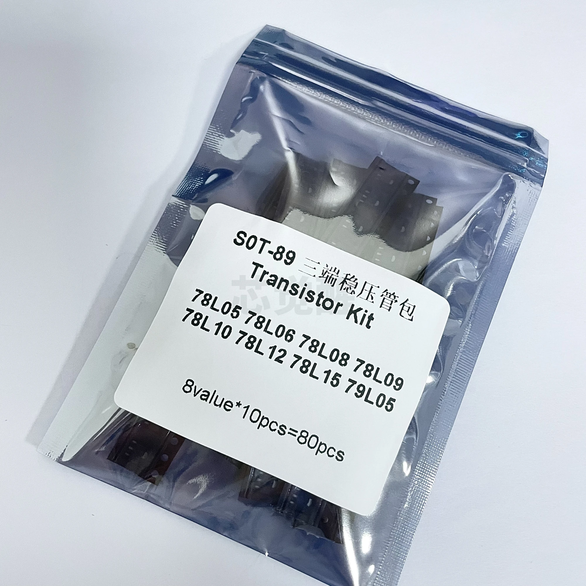 SOT-89 three terminal voltage regulator tube package, 8 types, 10 pieces each 78L05 78L06 78L08 78L09 78L10 78L12 78L15 79L05