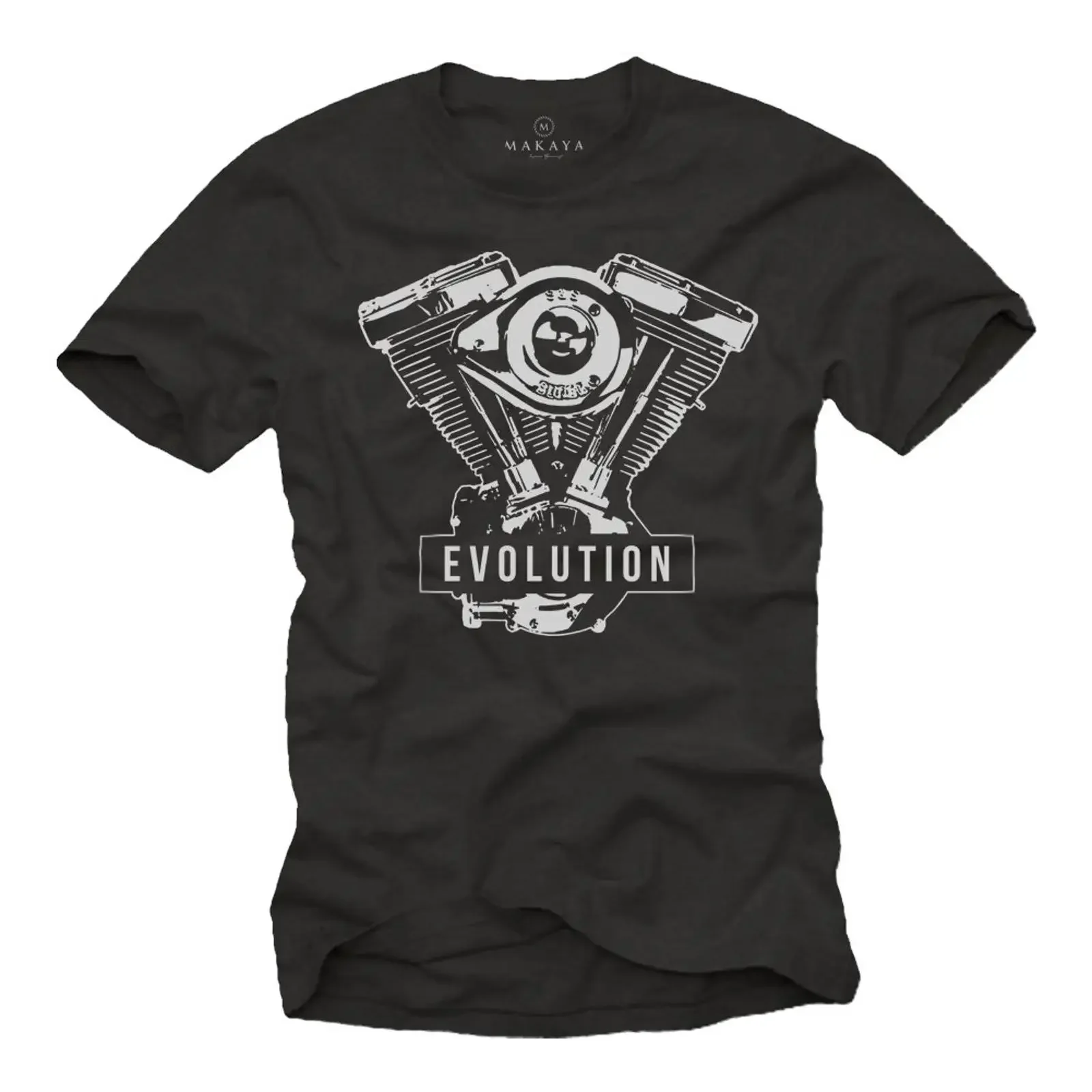 Футболка MAKAYA Motorcycle Clothing Evolution из хлопка для мужчин, винтажная, с эффектом потертости, для повседневной носки, уличный стиль