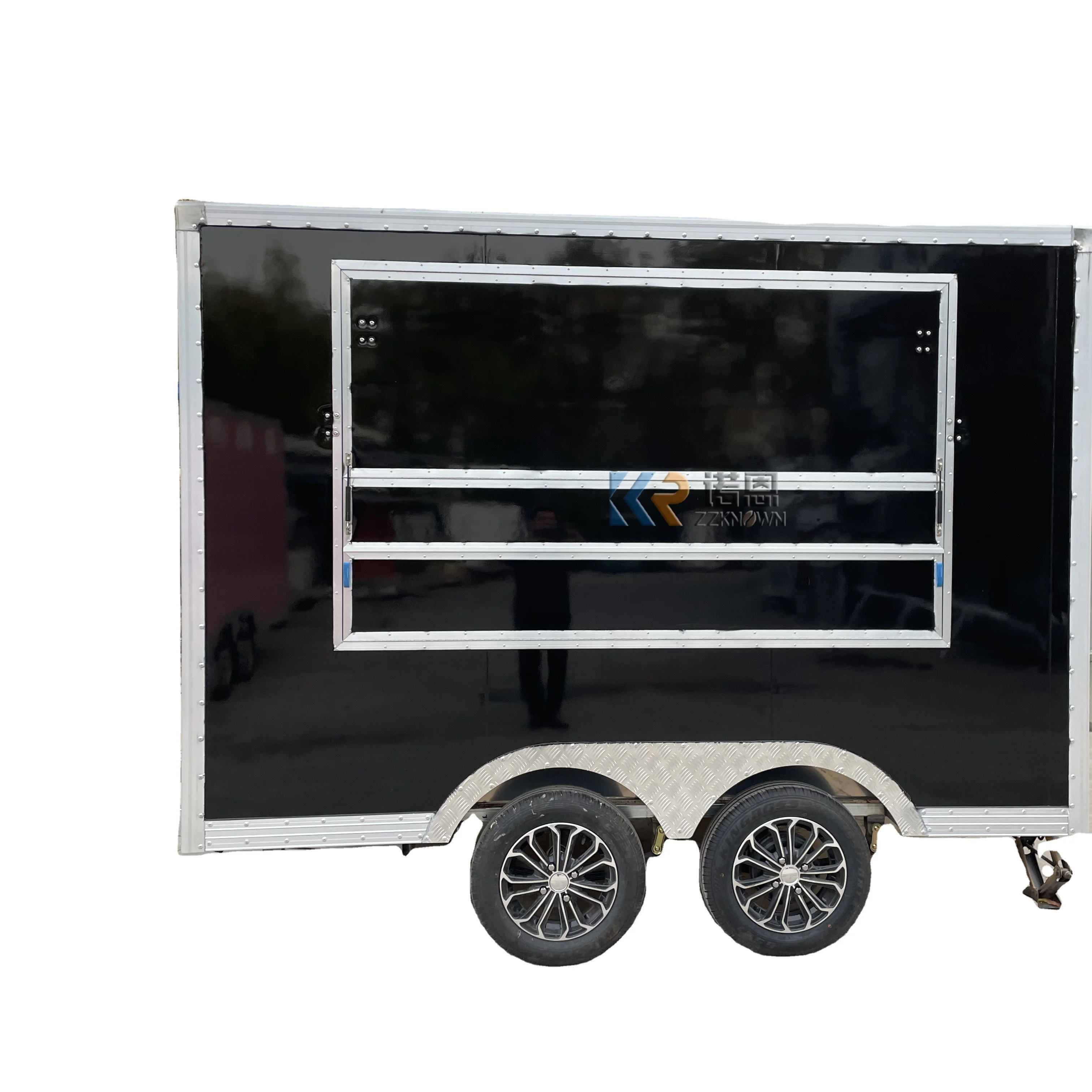 OEM Mini Coffee Food Truck Stainless Steel Square Mobile Food Trailer For Sale BBQ Pizza Snack Vending Food Cart