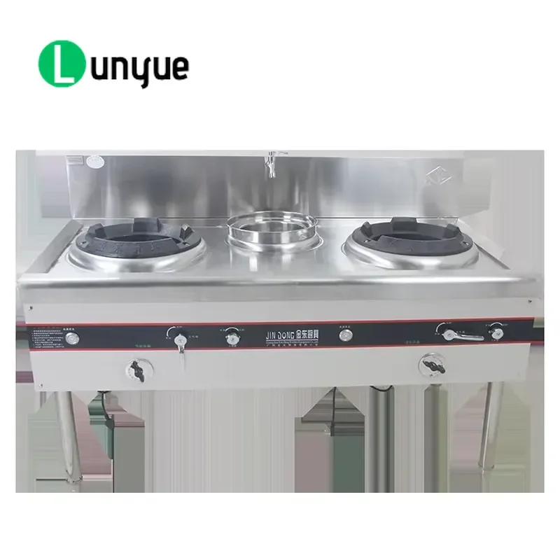 Commercial Gas Stove Stainless Steel 2 Burner Cooktop Pulse Ignition Double Pot Kitchen Equipment for Restaurant Canteen