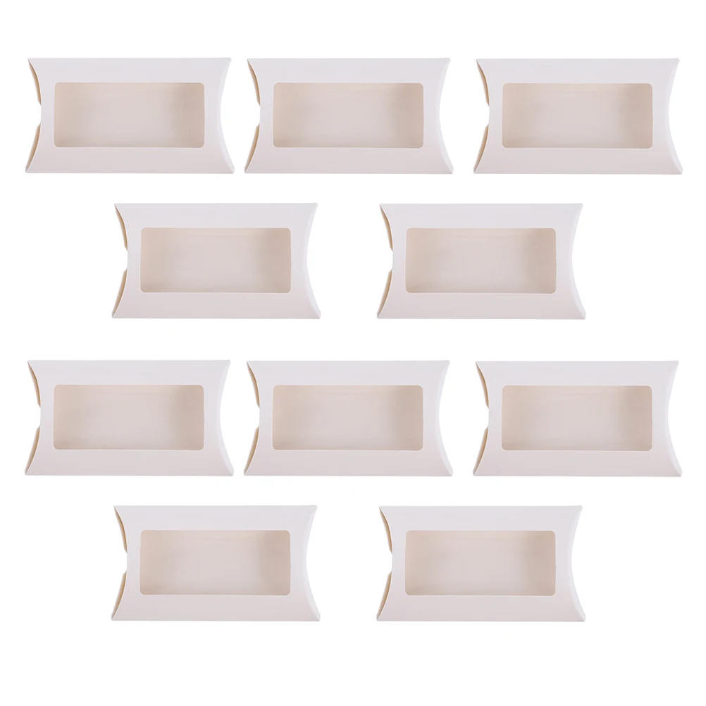 

10Pcs Gift Packaging Boxes Pillow Shape Candy Box Clear Window Solid Color Mini Favor Box Wedding Decor Pillow Candy Boxes