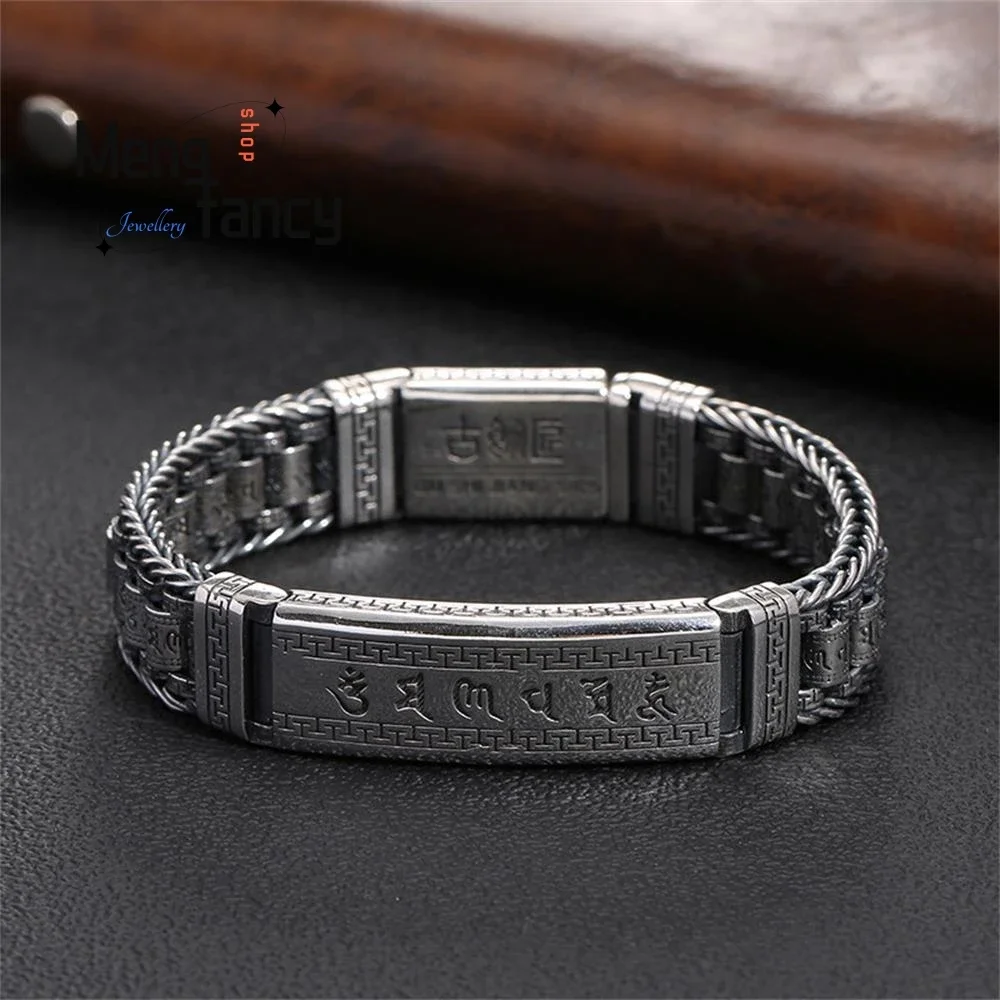 

New Woven Handcrafted Men's Six Character Classic Bracelet Handicraft Simple Exquisite High-grade Luxury Quality Fashion Jewelry