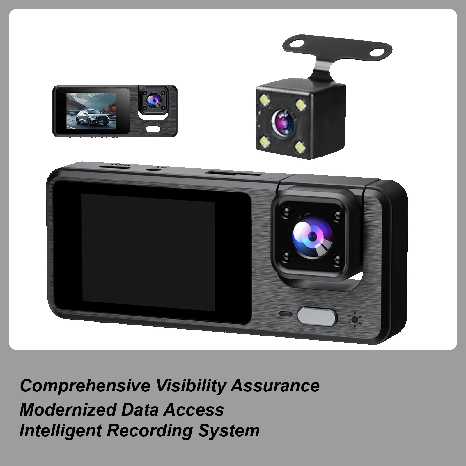 

Dashboard Camera 3 Channel Battery Powered Dash Cam 1080P Monitor WIFI Infrared Night Vision Front Rear Reversing Image For
