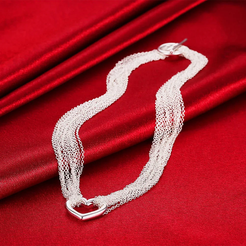 Hot 925 Sterling Silver classic Tassel chain heart Necklace For Women fashion designer Jewelry Wedding accessories party gifts