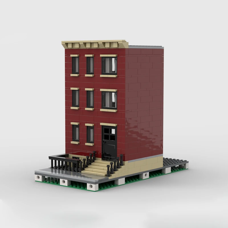 595 pezzi MOC New York Town House Architettura modulare Paesaggio urbano Modello fai da te Blocchi di costruzione Giocattoli di compleanno Regalo