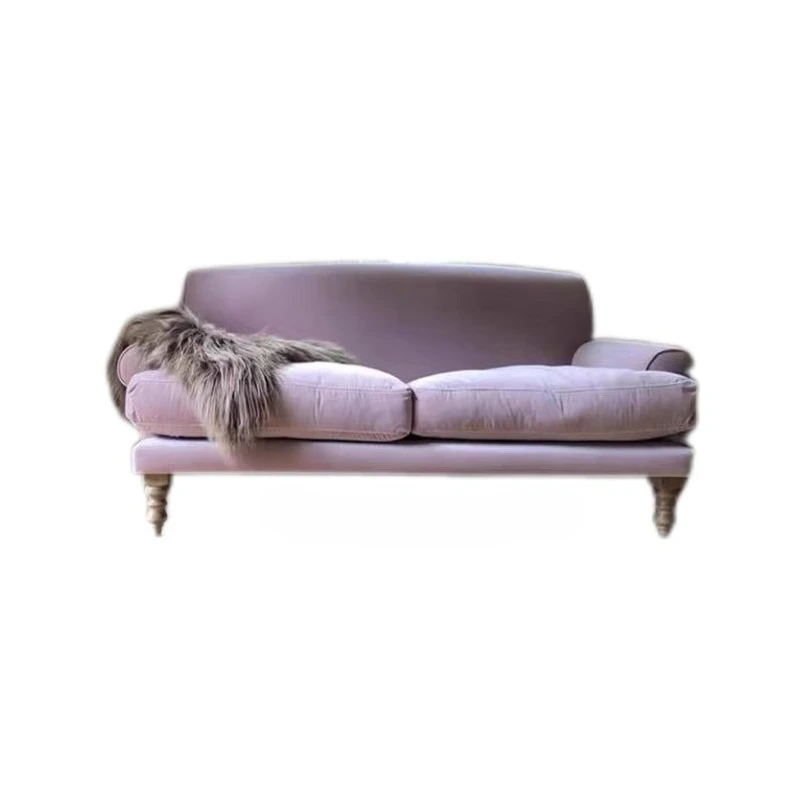 

French retro small apartment taro purple velvet single American country simple coffee shop B & B straight row double sofa