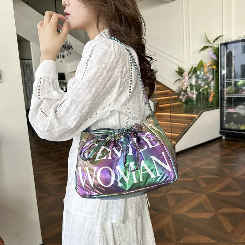 2025 Trendy Dumpling Bag Niche Letter Underarm Bag Ultra-Light Fabric Large Capacity Commuting Casual Shoulder Messenger Bag