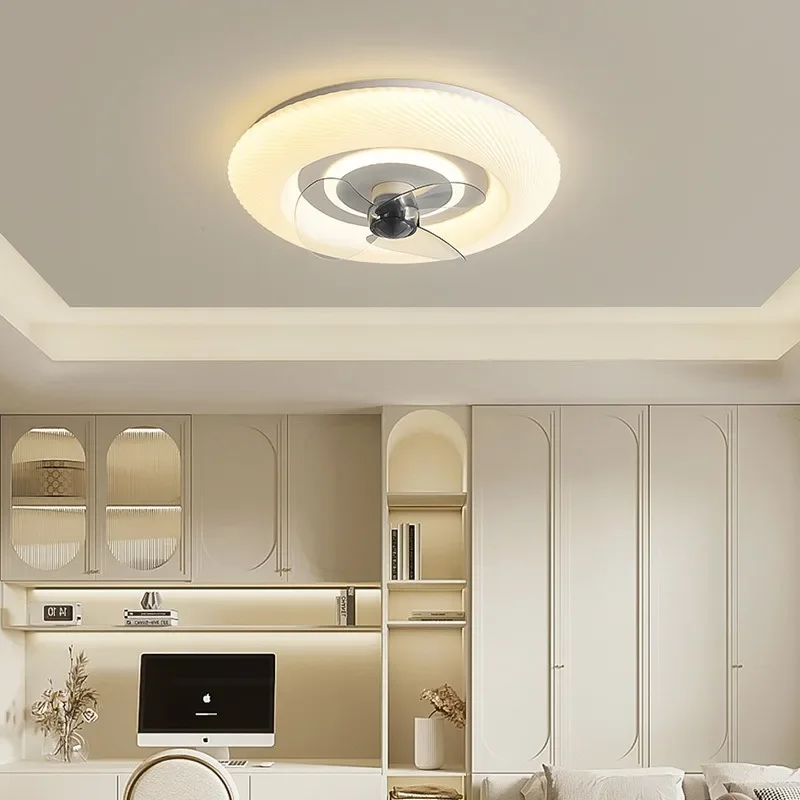 French Cream Style Ceiling Fan Light Living Dining Room Bedroom 360 Degree Shaking Electric Fan Lamp Silent DC Motor Soft Light