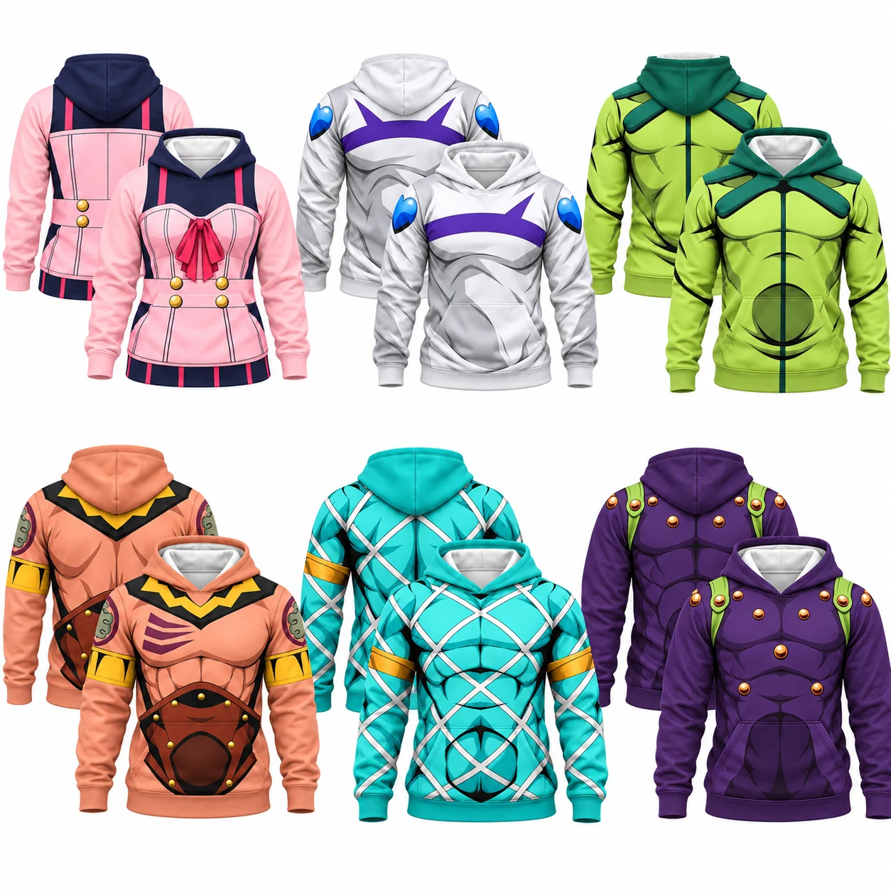 JoJo's Bizarre Adventure Steel Ball Run Cartoon Hoodie Kids Adults Long Sleeve Family Matching Cosplay Casual Outdoor Wear
