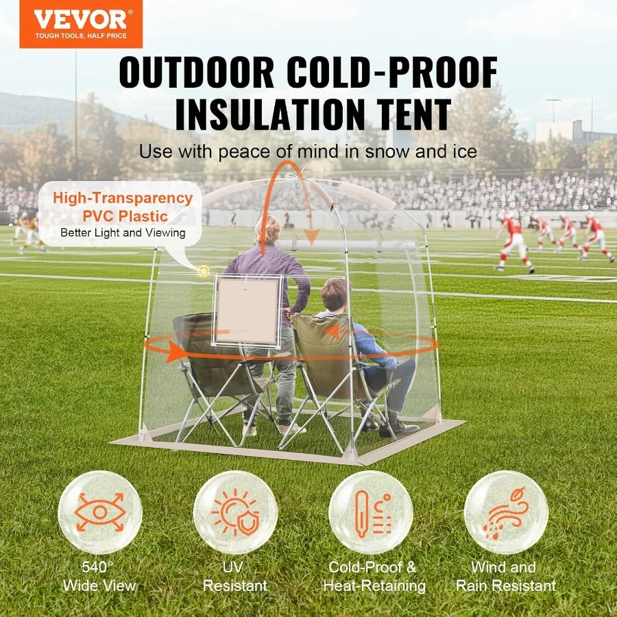 خيمة رياضية شفافة تتسع لـ 2-4 أشخاص مع تجميع بسيط - مأوى خيمة فقاعي مقاس 72 × 72 بوصة مثالي للمناسبات الخارجية وكرة القدم