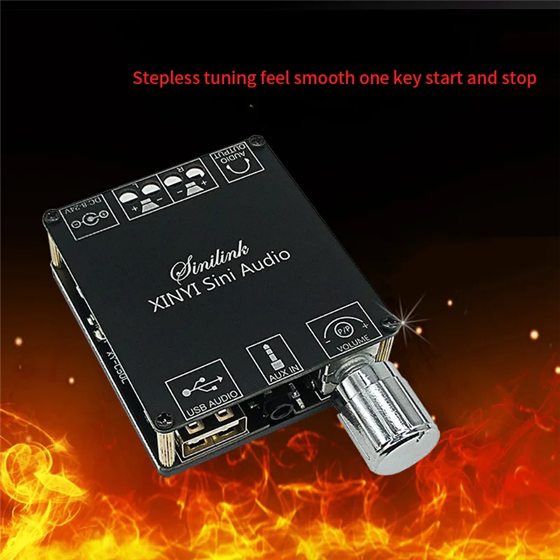 Audio Stereo Bluetooth Digital Power Amplifier Board 50W Dual Channel 360-Degree Stepless Tuning for Home Theater