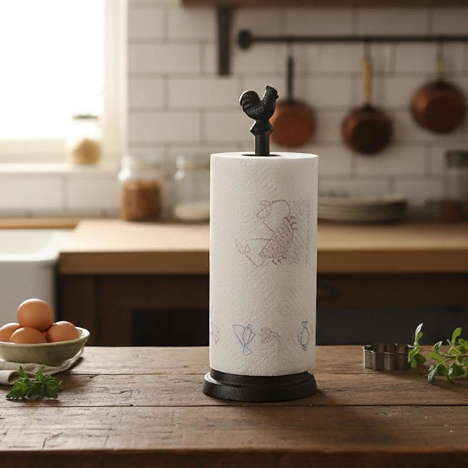 

Vertical Paper Towel Holder, Countertop Roll Dispenser, Black Home Decor Tissue Roll Holder with Stable Base for Restaurant,