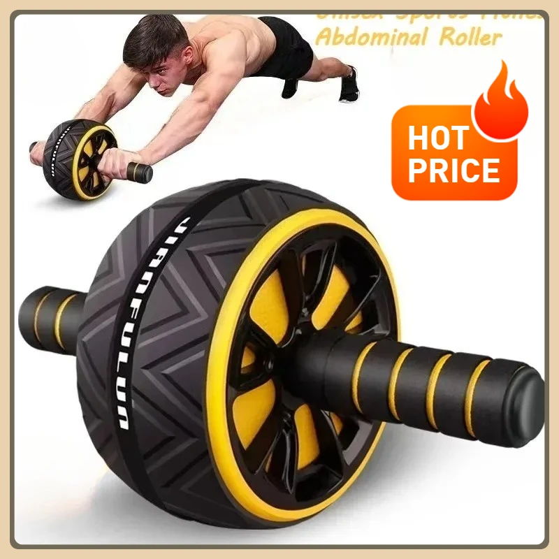 Rolo Abdominal de Rodas Duplas para Treino de Core Multifuncional, Equipamento de Fitness com Base Antiderrapante Segura para Homens e Mulheres