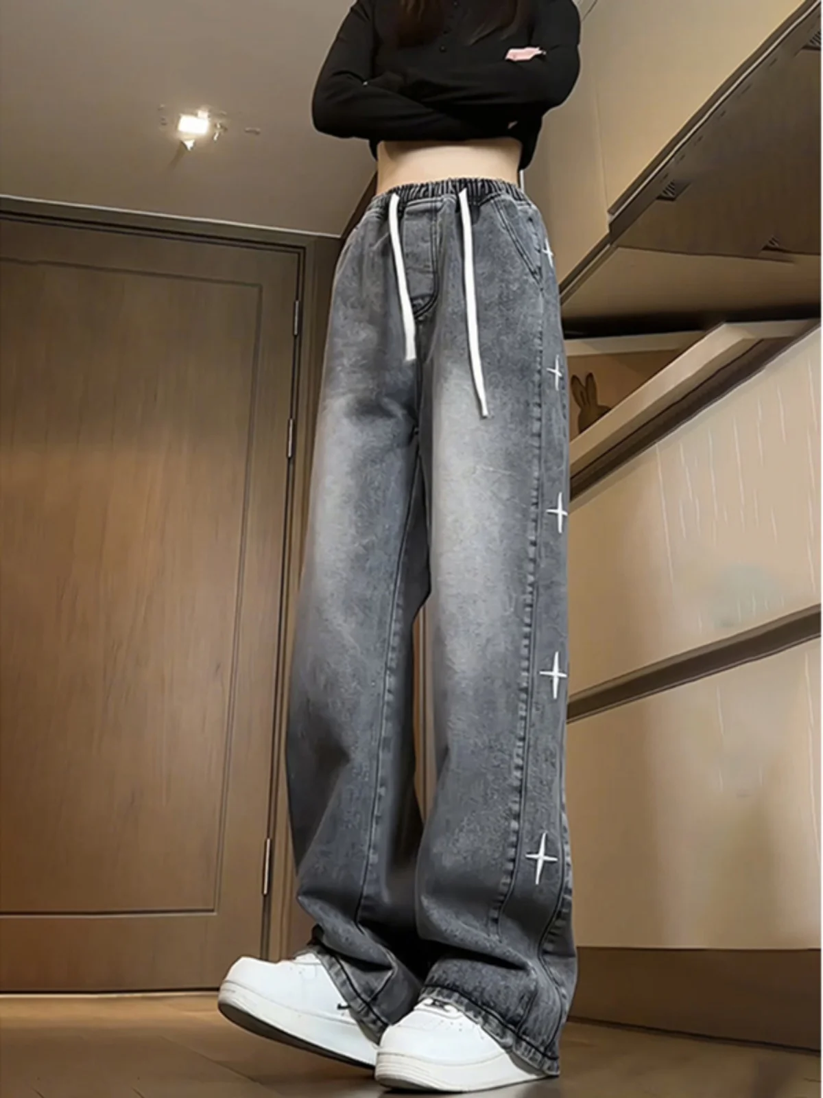 

Мужские джинсы American Sle с вышитыми звездами, винтажная рабочая одежда, модные брендовые повседневные прямые длинные брюки, износостойкие