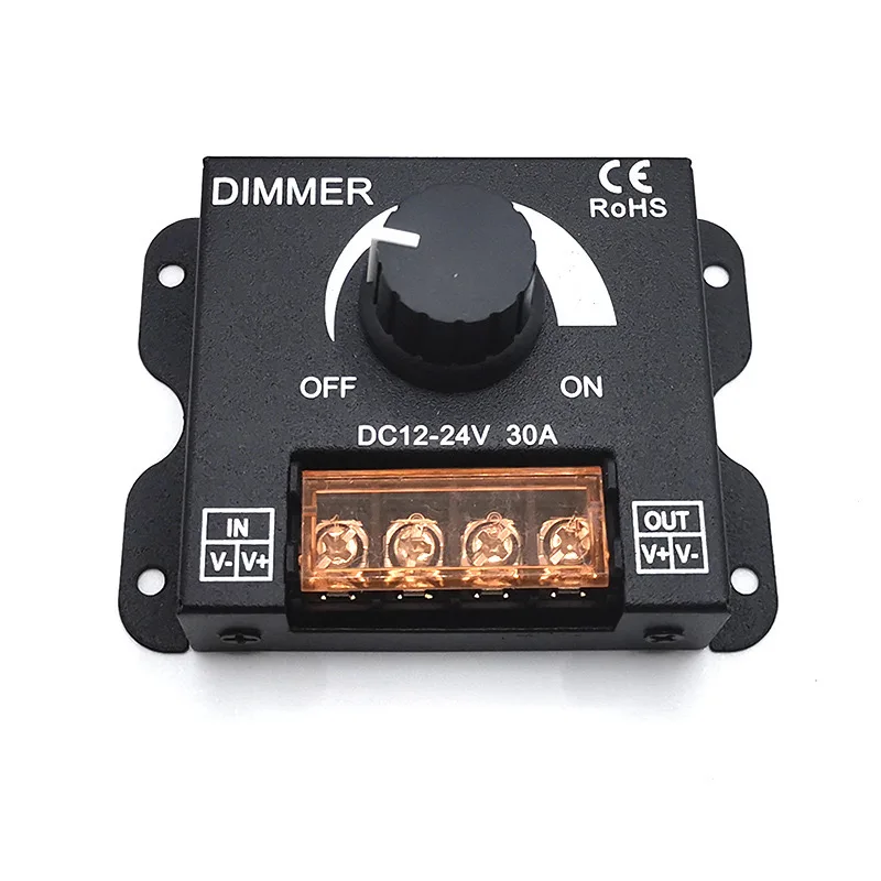 LED Knob Dimmer Switch DC 12V-24V 30A Max Voltage Regulator Adjustable Controller For LED Strip Tape Lamp LED Lighting Dimmers