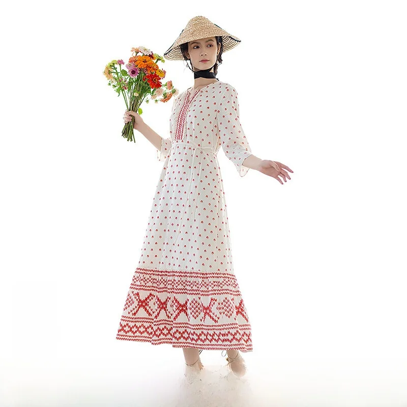 

Новая коллекция: Женское платье Ele Slim Fit с принтом, нежное, А-силуэтное, с V-образным вырезом, рукавом 3/4, осенняя коллекция