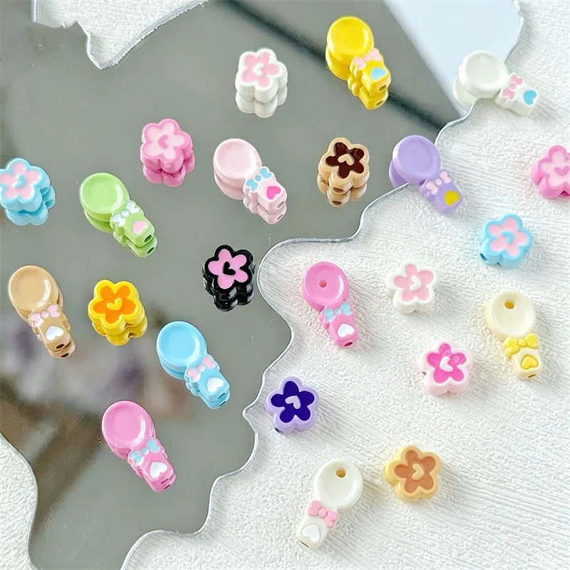15MM cute style Spoon Baked Paint Alloy Flower Beads Loose Spacer Beads For Jewelry Making DIY Necklace Bracelet Accessories
