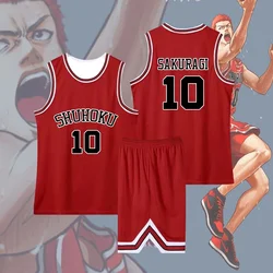 Sakuragi Hanamichi Cosplay Anime Slam Dunk Kaede Rukawa Jersey Shohoku School Basketball Team Uniform Red Black White Sportswear