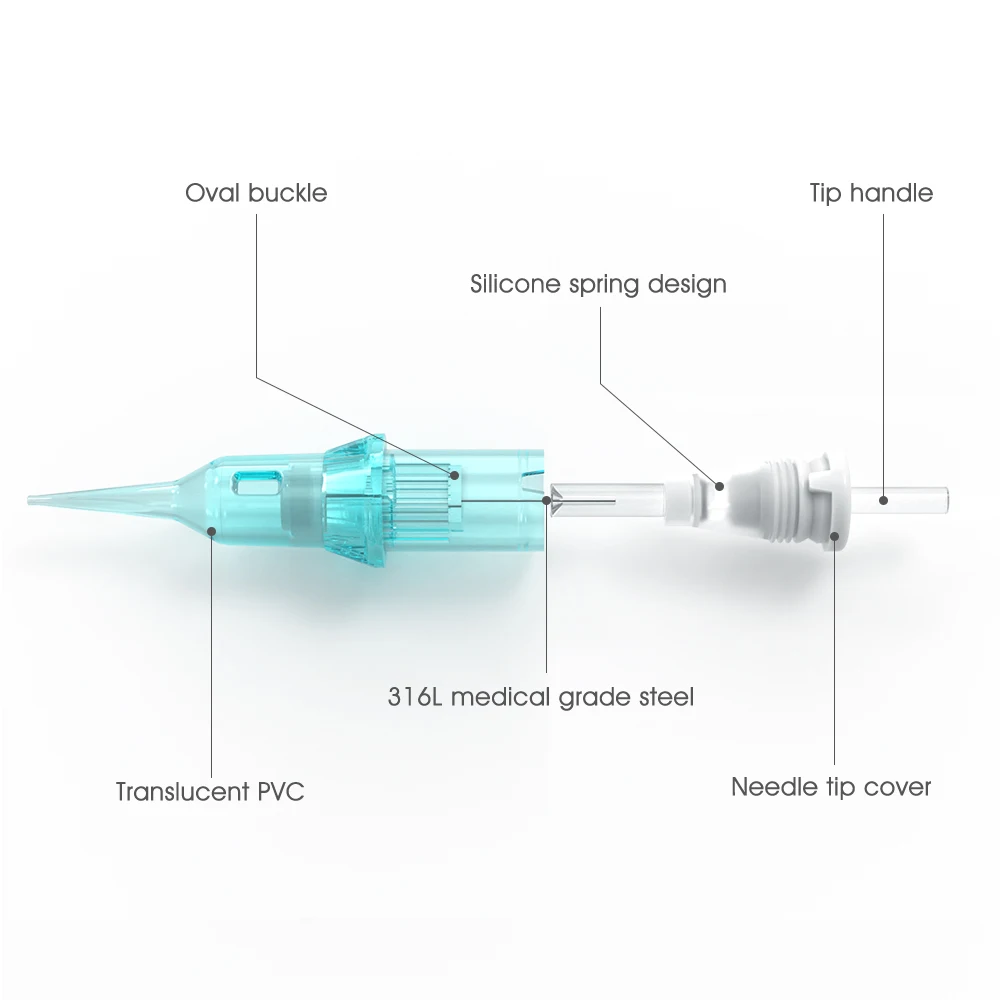 Cartucho de tatuaje permanente aguja 1RL 3RL MG CM agujas de tatuaje membrana de silicona de seguridad para empuñaduras de máquina de tatuaje 20