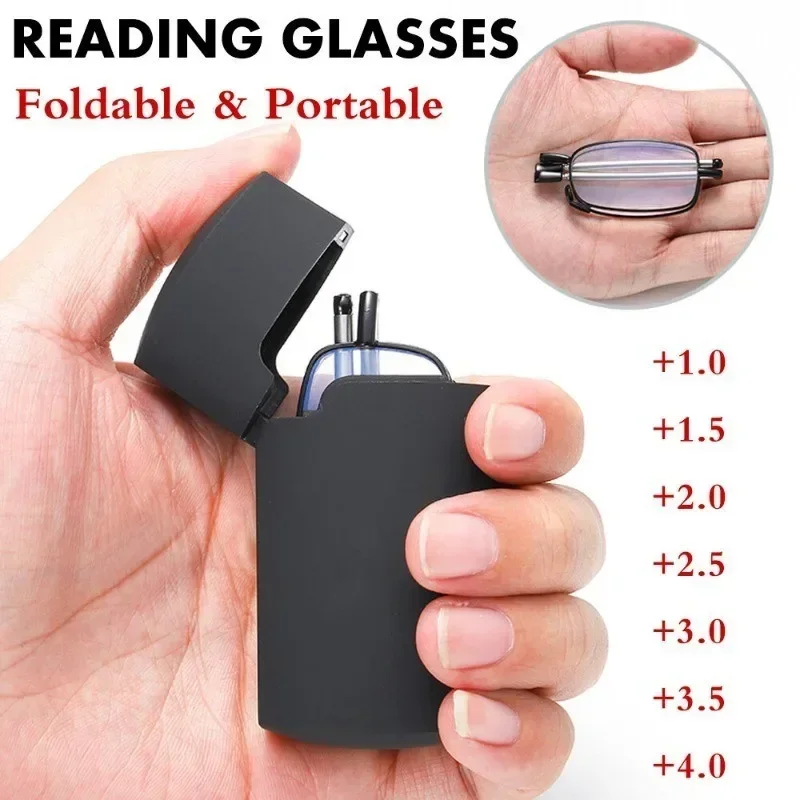 Gift Case Foldable Reading Glasses +1.00 to +4.00 Strength Men Women Anti Blue Light Farsightedness Eyewear