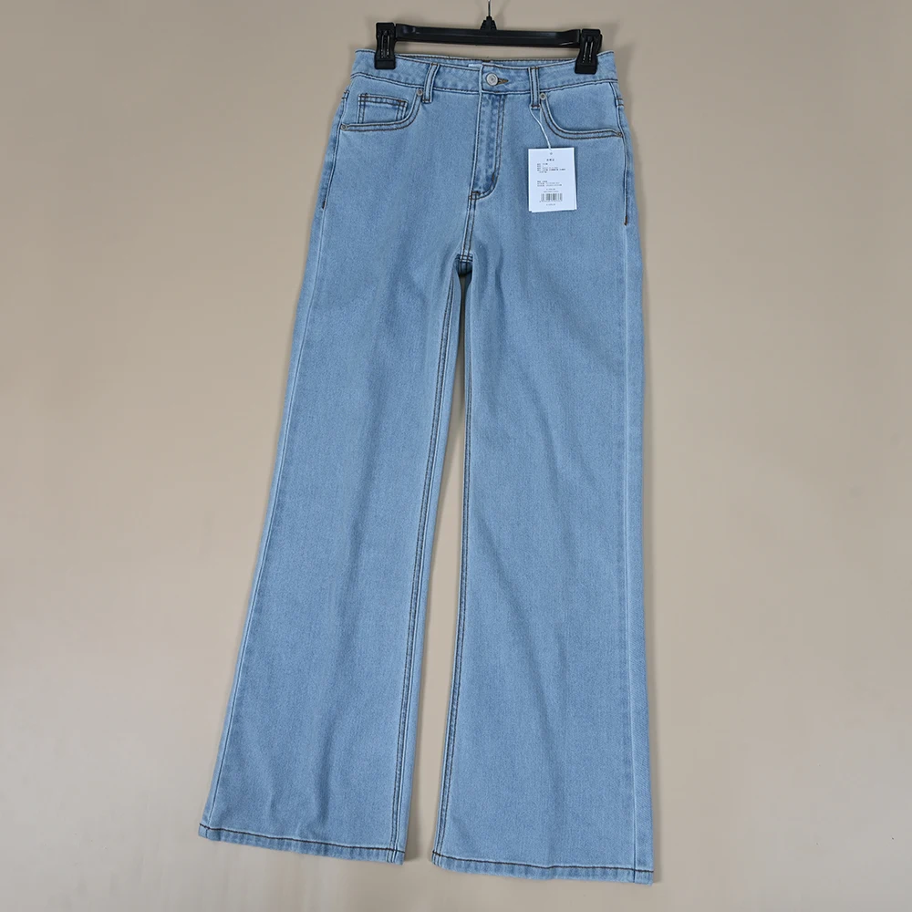 

High Waist Bell Bottom Jeans Women's Slimming American Style Denim Pants Spring Summer Fashion Zipper Closure Long Trousers