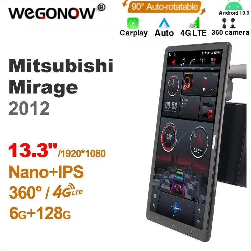 

1920*1080 Nano Ownice Android10.0 для Mitsubishi Mirage 2012 Автомобильный радиоприемник Видео Аудио 13,3 дюйма IPS Вращающийся 360 6G 128G Tesla Style