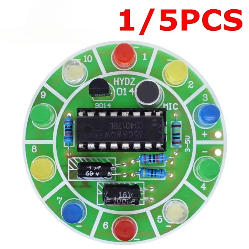 1/5PCS CD4017 colorful voice control rotating LED light kit electronic manufacturing diy kit spare parts student Laboratory