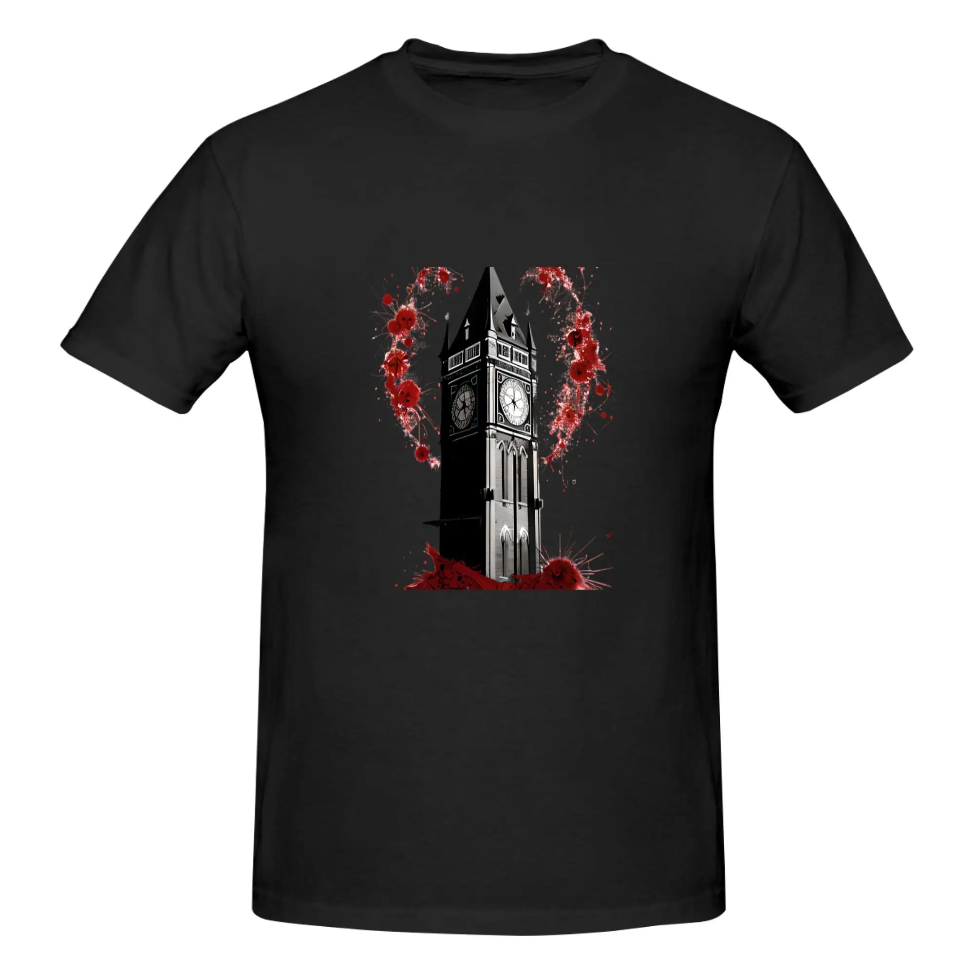 Funny A Blood splattered clocktower  Men's Printed T-Shirt Unisex T shirtTop