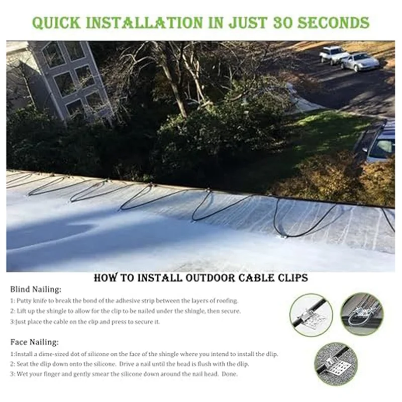 Clips de câble de dégivrage de toit chic, paquet de 50 clips métalliques, clips de toit de câble chauffant, clips de toit en aluminium, clips de câble de dégivrage durables