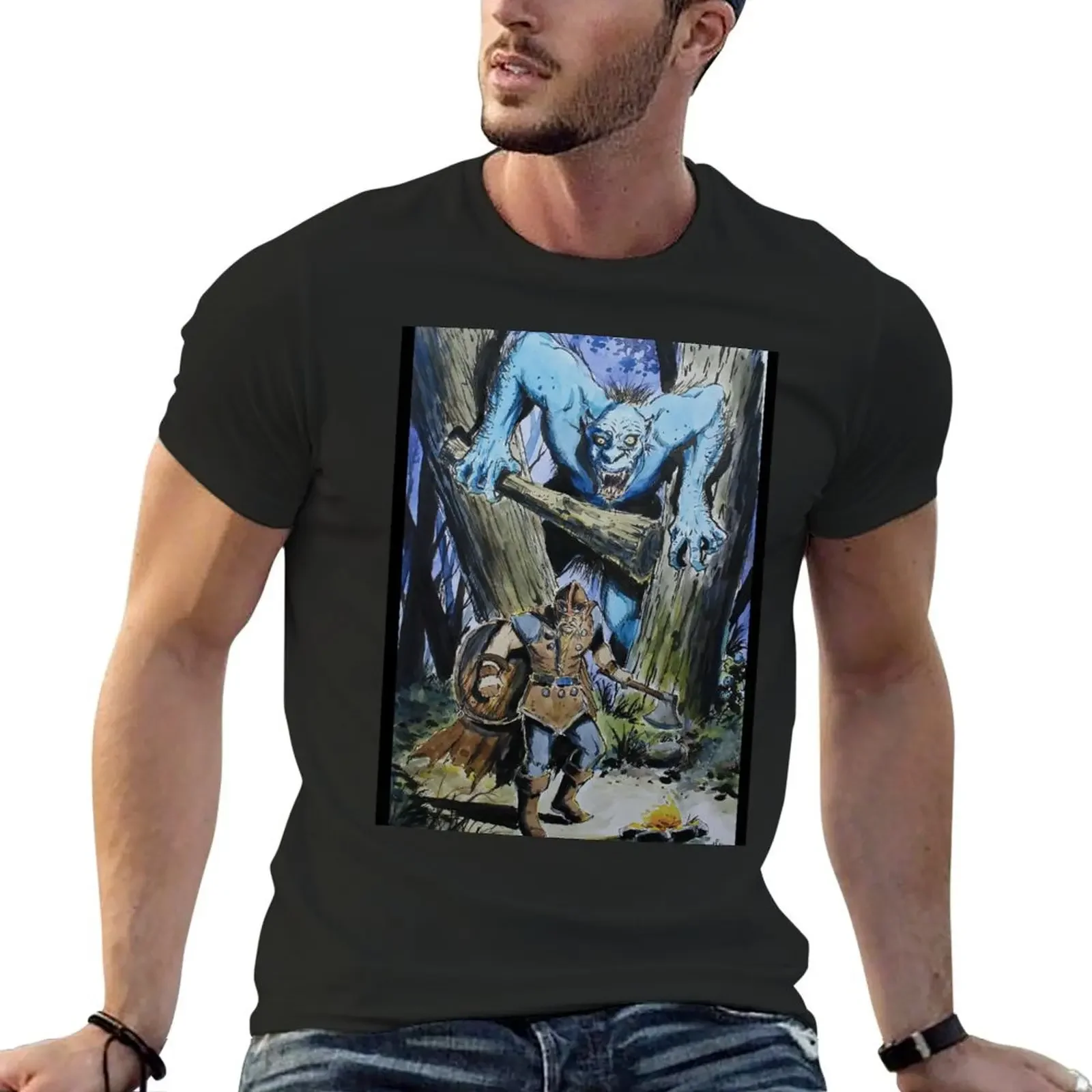 Valheim watercolor Line and Wash By Nil Rocha T-Shirt funnys sublime graphic tee shirt men