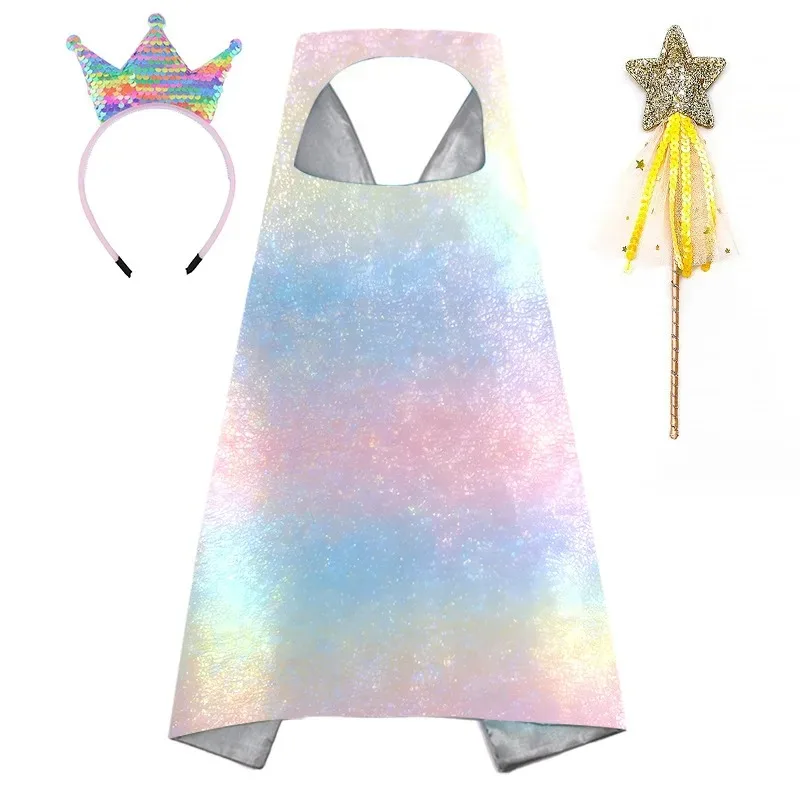 Kids' Mermaid Cape Outfit Set,Princess Clothing for Girls' Birthdays, Ideal Dreamy Stage Wear for Halloween and Birthday Parties