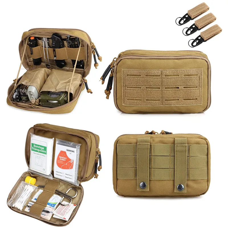 

Tactical Molle EDC Bag Outdoor Hiking Hunting Medical EMT Utility Tool Pouch First Aid Kit with Map Sleeve Paintball Mag Pack