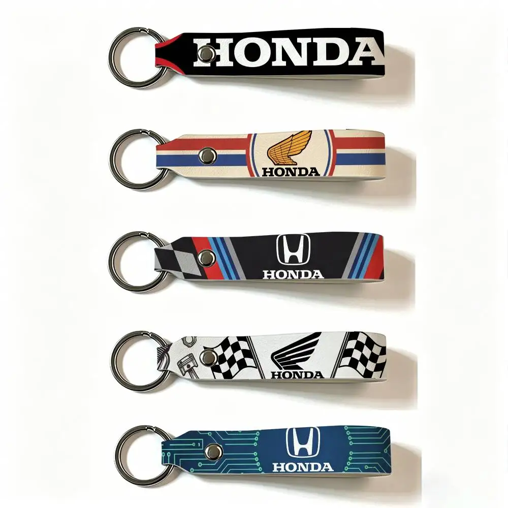 Für Honda Racing Ride PU-Leder Schlüsselanhänger Minimalistischer Schlüsselhalter Langlebiger Schlüsselorganizer Autoschlüsseltasche Zubehör Geschenk