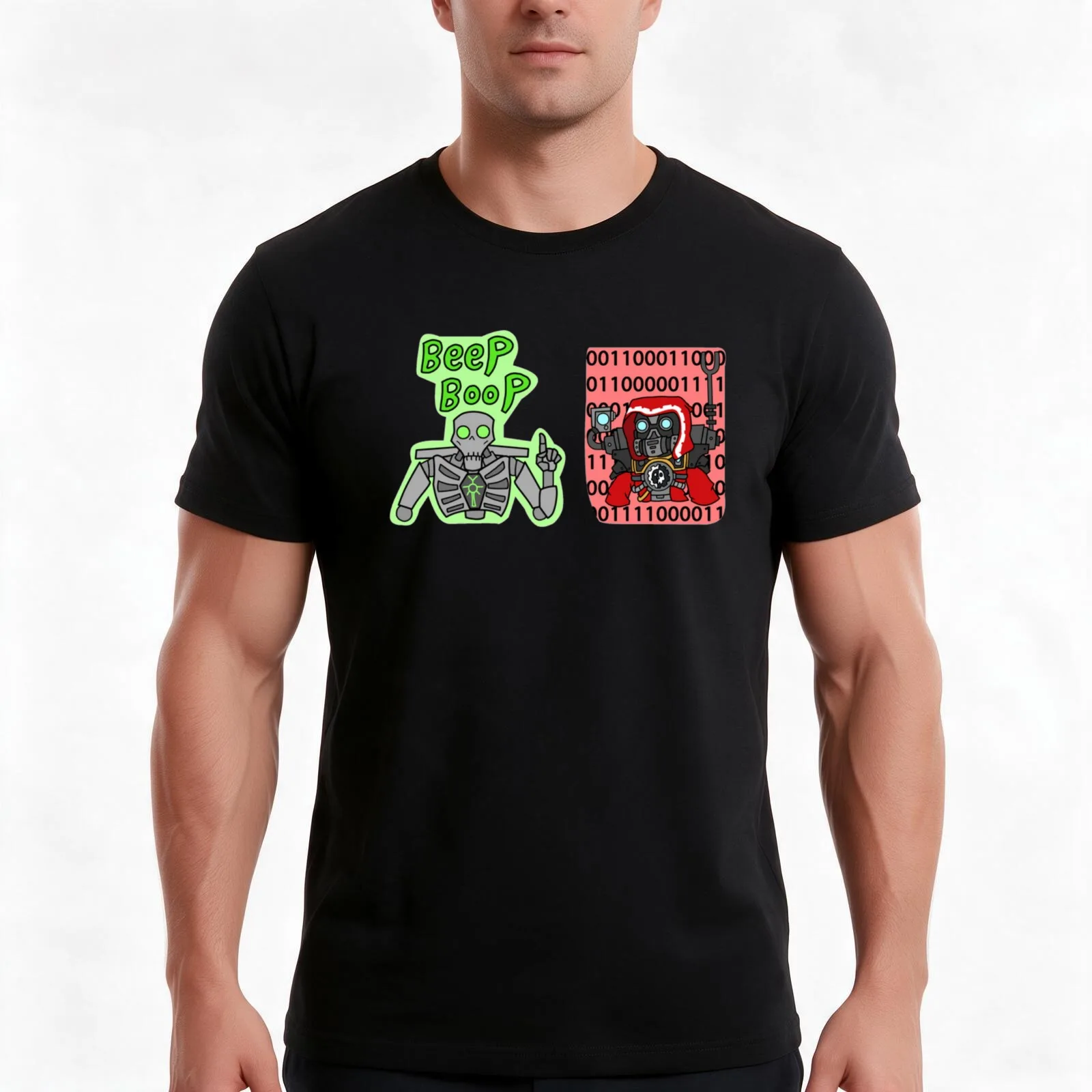 Admech Vs Necrons T-Shirt, Summer Casual Cotton Tee, Oversized Streetwear Tops, Vintage Graphic Print, Loose Fit Short Sleeve