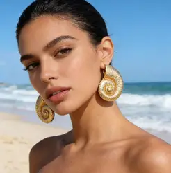 Vintage Gold Color Conch Earring for Women Holiday Jewelry Wholesale