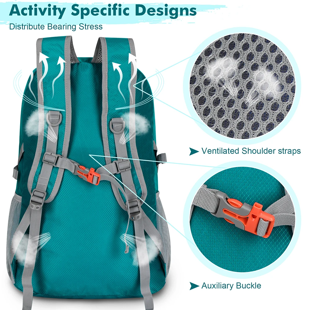 30L Lightweight Packable Backpack Foldable Ultra Light Outdoor Mountaineering Bag Cycling Travel Knapsack Folding Hiking Daypack