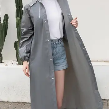 女士輕盈可重複使用連帽雨衣 - 防水EVA雨披,適合戶外活動 10 最佳銷售 長版雨衣 - №4